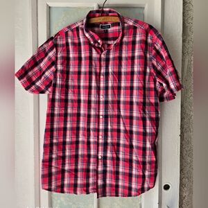 Club Room Red Plaid Button-Down Shirt XXL Short Sleeve